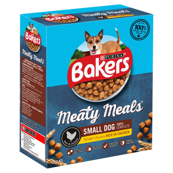 Bakers Complete Dry Dog Food Meaty Meals Small Dog Chicken 1kg