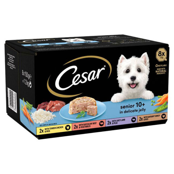 Cesar Complete Wet Dog Food Mixed Selection Senior 10+ in Delicate Jelly 8x150g