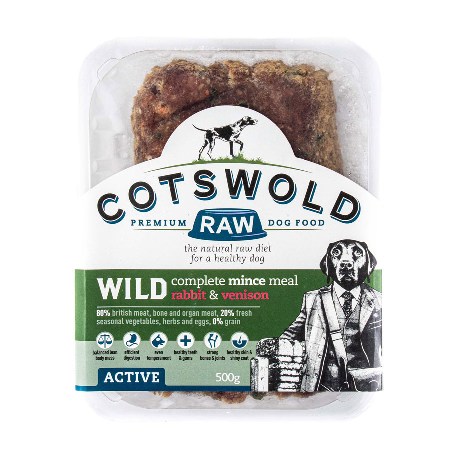 Cotswold Frozen Raw Complete Dog Food Mince Wild Rabbit Venison Rookes Pet Products