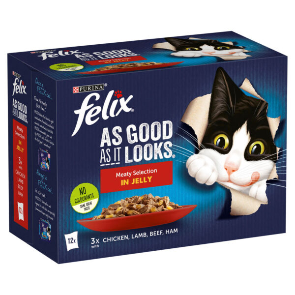 Felix As Good As It Looks Cat Food Pouches Adult Meaty Selection in Jelly  12x100g