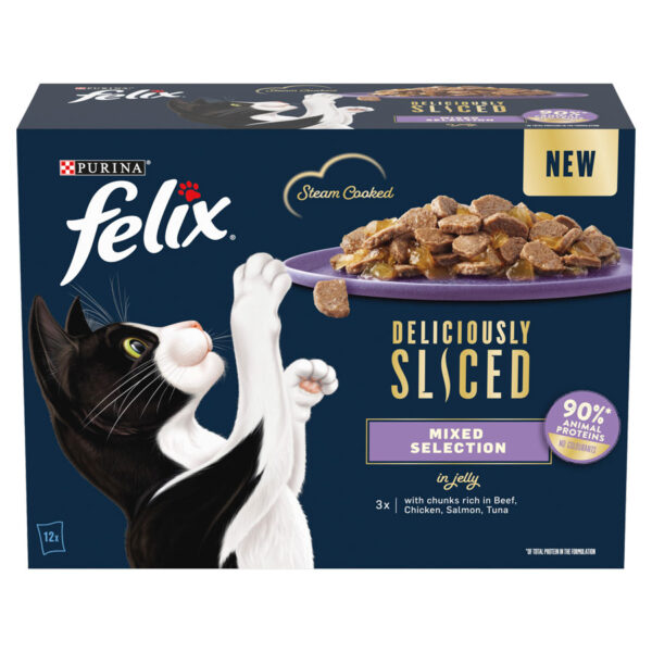 Felix Deliciously Sliced Cat Food Pouches Mixed Selection in Jelly  12x80g