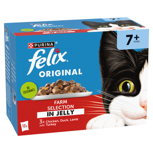 Felix Original Cat Food Pouches Senior 7+ Farm Selection in Jelly  12x85g