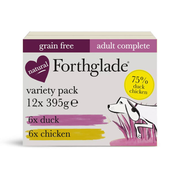 Forthglade Grain Free Complete Wet Dog Food Variety Pack Duck & Chicken 12x395g