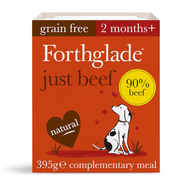 Forthglade Grain Free Complementary Wet Dog Food 90% Just Beef 395g