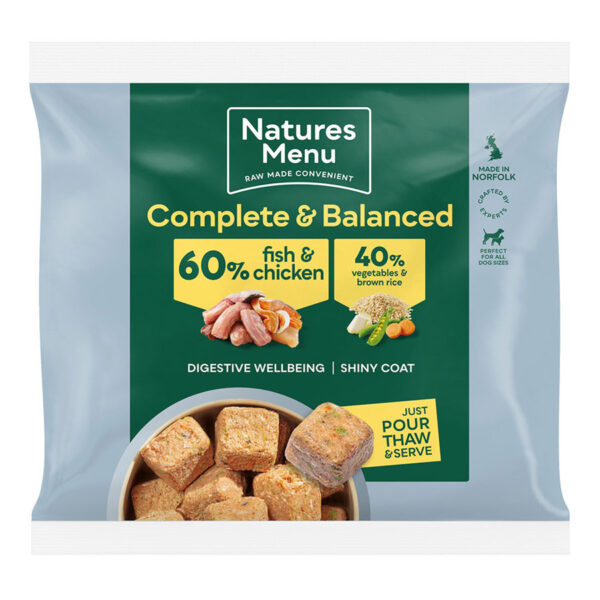 Natures Menu Frozen Raw Complete Dog Food 60/40 Fish & Chicken Nuggets 1kg