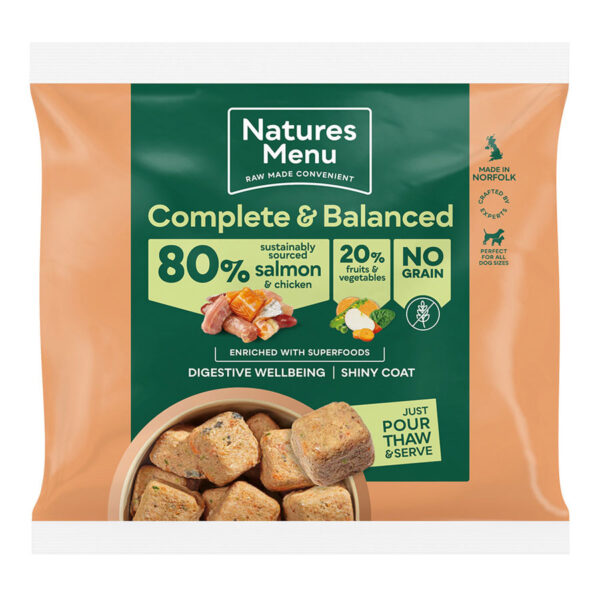 Natures Menu Frozen Raw Complete Dog Food 80/20 Chicken & Salmon Nuggets 1kg