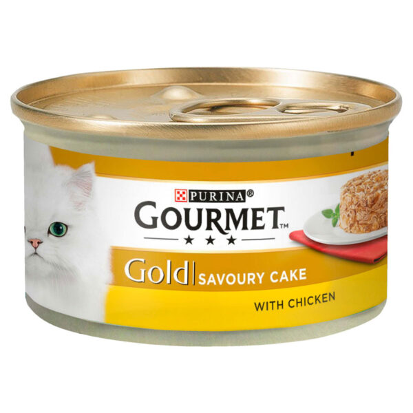 Gourmet Gold Complete Adult Cat Food Tin Savoury Cake Chicken 85g