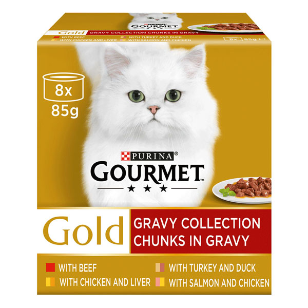 Gourmet Gold Complete Adult Cat Food Multipack Chunks in Gravy 8x85g