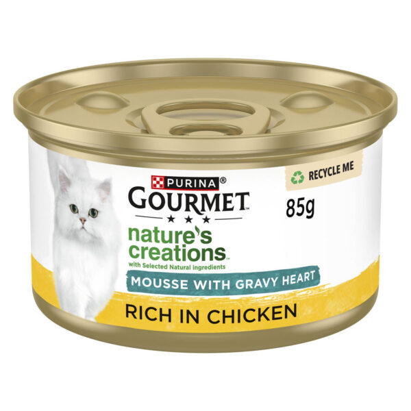 Gourmet Nature's Creations Complete Adult Cat Food Mousse with Gravy Heart Chicken 85g