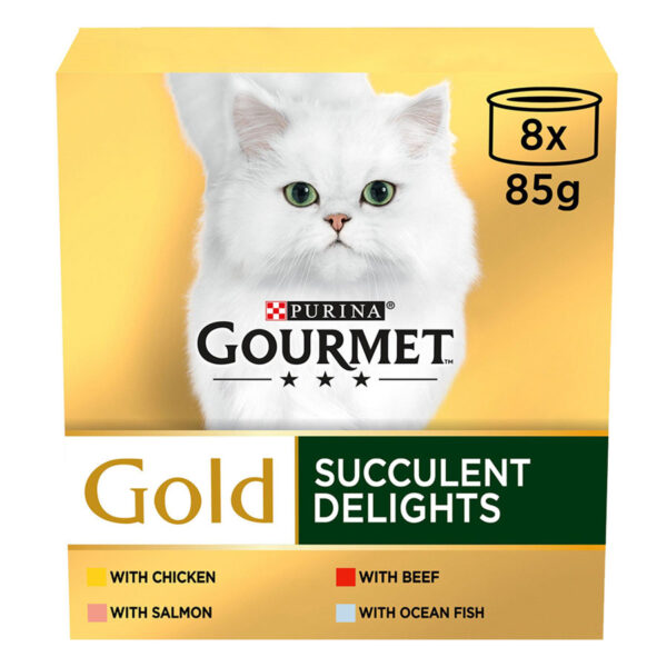 Gourmet Gold Complete Adult Cat Food Multipack Succulent Delights Chicken 8x85g