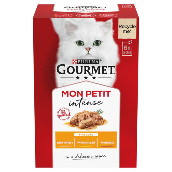 Gourmet Mon Petit Intense Complete Adult Cat Food Pouches Duck, Chicken & Turkey  6x50g