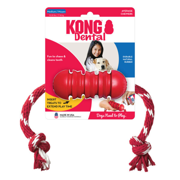 KONG Dental with Rope Dog Toy  Medium