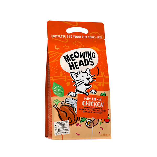 Meowing Heads Complete Cat Food Adult Paw Lickin' Chicken 1.5kg