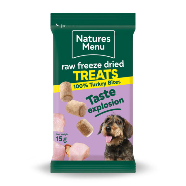 Natures Menu Freeze Dried Dog Treats Turkey Bites  15g