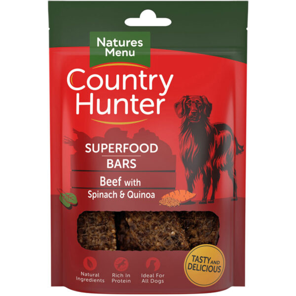 Country Hunter Superfood Bars Dog Treats Beef, Spinach & Quinoa 100g