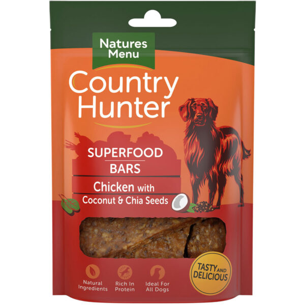 Country Hunter Superfood Bars Dog Treats Chicken, Coconut & Chai Seeds 100g