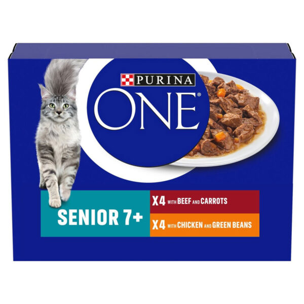 Purina ONE Complete Wet Cat Food Senior 7+ Chicken & Beef  8x85g