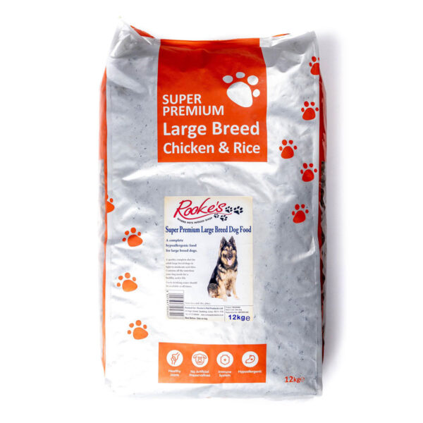 Rooke's Premium Complete Dry Dog Food Adult Large Breed Chicken 12kg