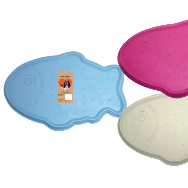 Rubber Fish Cat Feeding Mats 54x37cm Assorted Colours