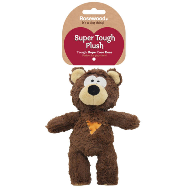 Rosewood Super Tough Plush Rope Core Bear Dog Toy