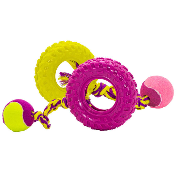 Dog Life Tuffs Neon Fling & Chew Tyre Dog Toy