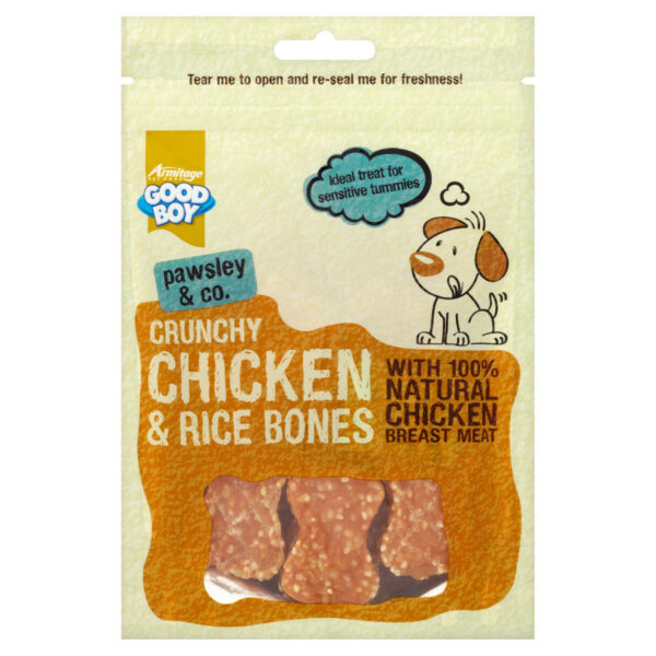 Good Boy Pawsley & Co Dog Treats Chicken & Rice Bones 100g