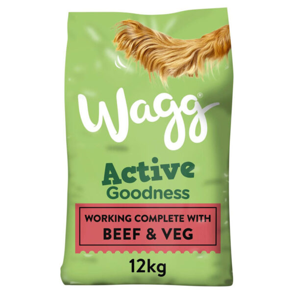 Wagg Complete Dry Dog Food Adult Active Goodness Beef & Veg 12kg