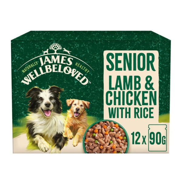 James Wellbeloved Complete Wet Dog Food Senior Lamb & Chicken in Gravy  12x90g