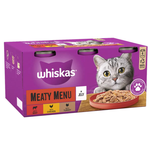 Whiskas Cans Complete Wet Cat Food Meaty Menu in Jelly 6x400g