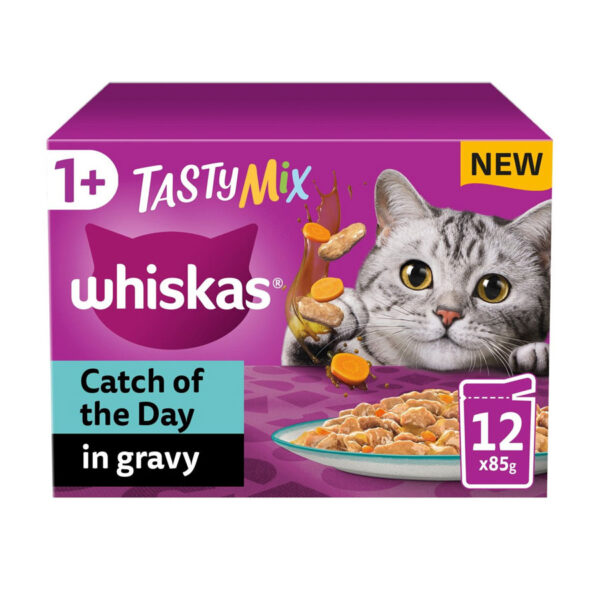 Whiskas Complete Wet Cat Food Pouches 1+ Tasty Mix Catch of the Day 12x85g