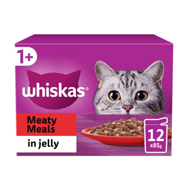 Whiskas Complete Wet Cat Food Pouches 1+ Meaty Meals in Jelly 12x85g