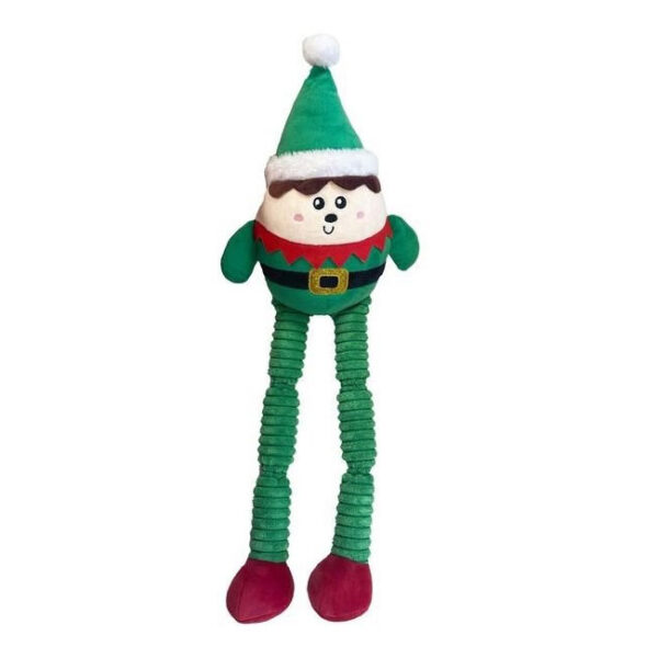 Happy Pet Christmas Squeaky Long Legs Elf Dog Toy